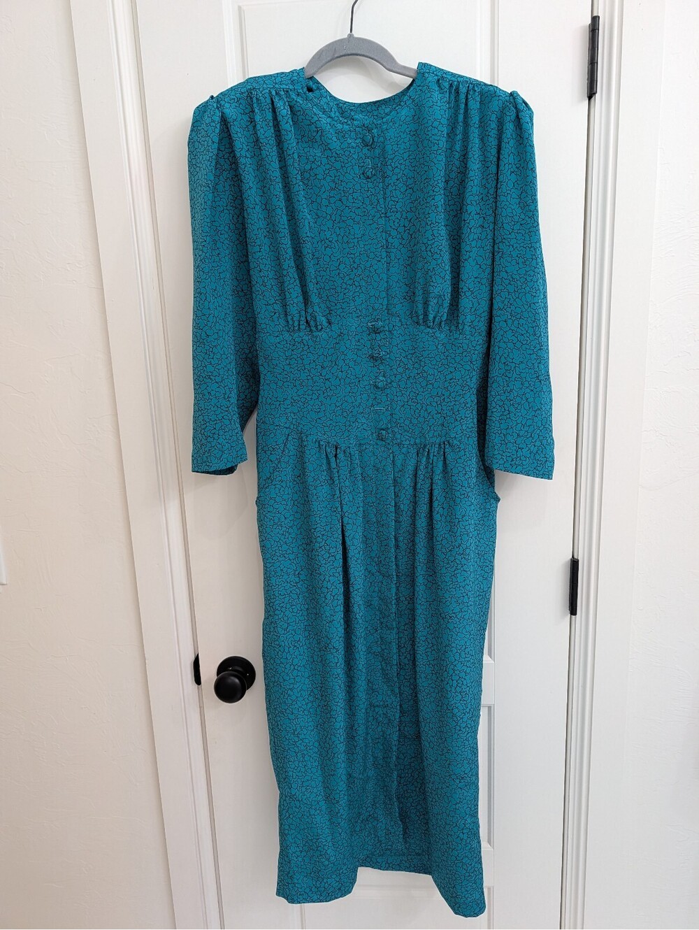 Vintage Jonathan Martin Teal Midi Dress | Handmaid's Tale Serena Joy Cosplay